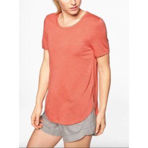 NWT Athleta Breezy Crew Neck Tee Coral Sz L